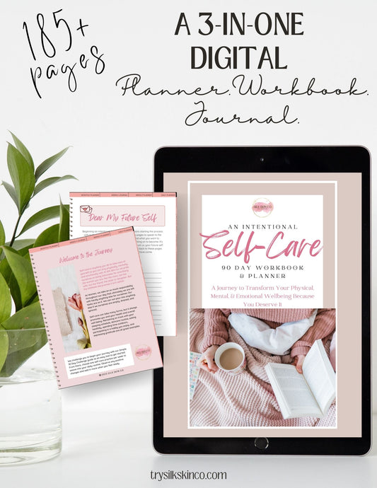 Undated 90 Day Self-Care Digital Planner, Workbook, & Journal
